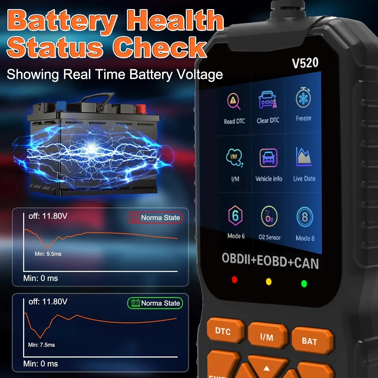 Leitor de código profissional v520 multi-idioma automotivo obd2 scanner ferramenta de diagnóstico dados em tempo real obd2 detector de erro de falhas