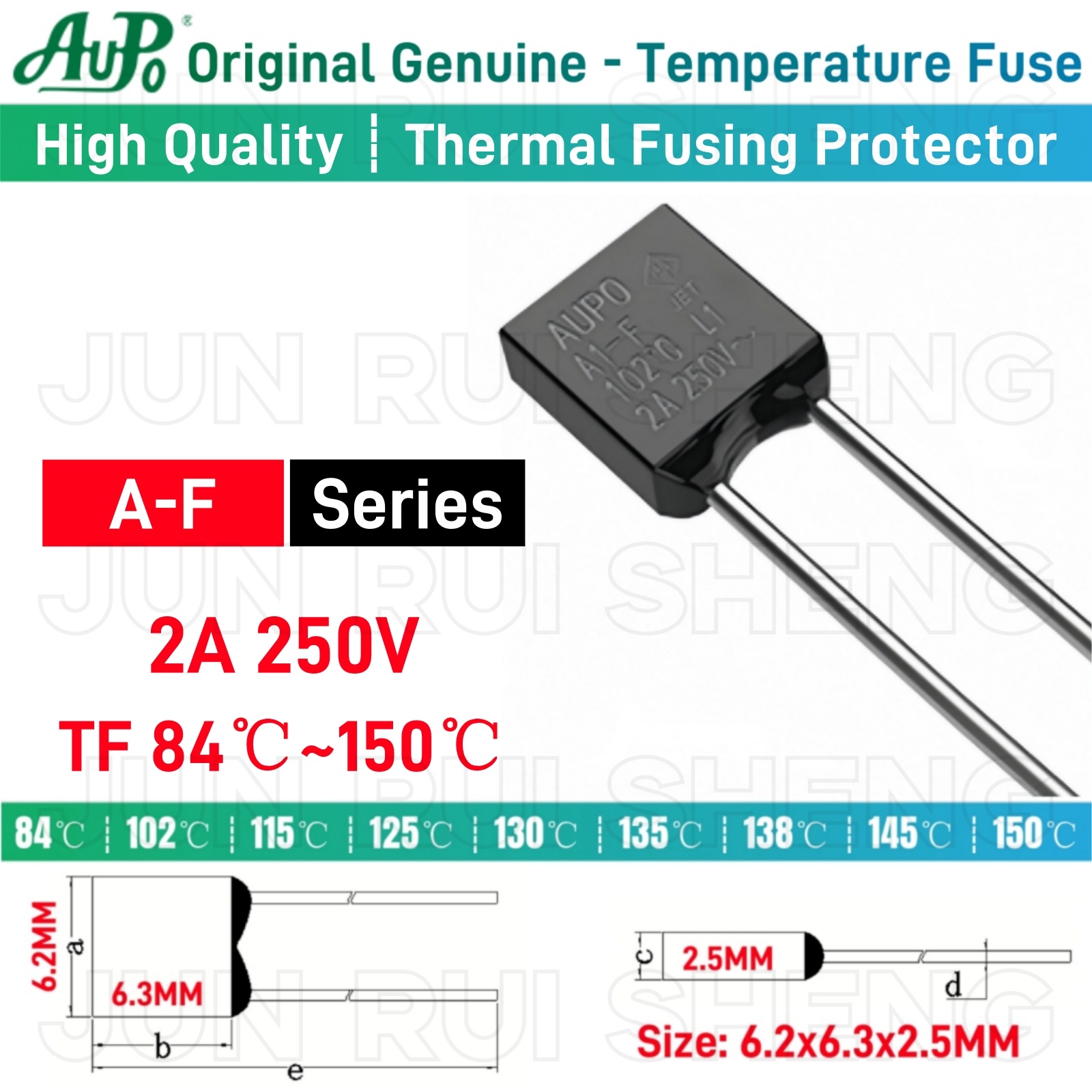 10PCS AUPO JET 2A 250V Thermosicherung RH 84C 102C 115C 125C 130C 135C 138C 145C 150C A0-F A1-F A2-F A3-F A4-F A5-F A7-F A8-F A12-F