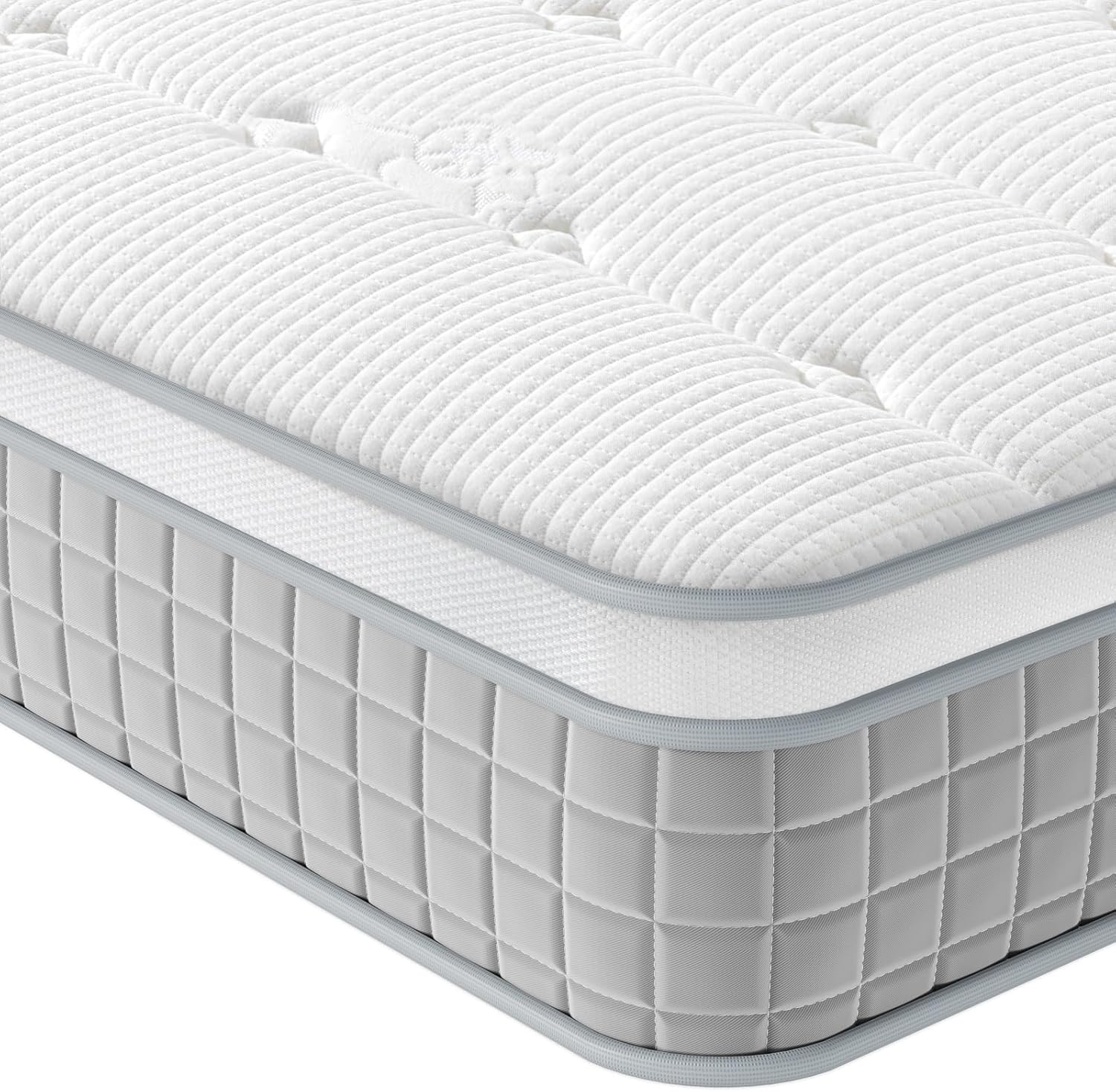 3FT Single Mattress, 9.6 Inch Pocket Sprung Mattress Single with Breathable Foam and Individually Wrapped Spring - Med