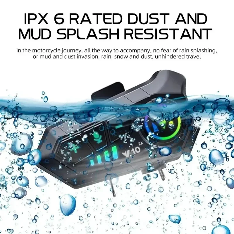 1/2Pcs Motorcycle Intercom Headset Helmet Bluetooth 5.3 For 2 Riders intercommunicator 300M Waterproof Motorbike Interphone