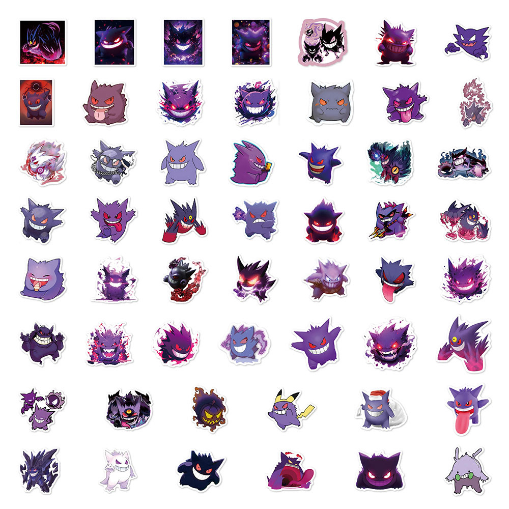 10/30/50 pçs anime pokemon gengar adesivos legal dos desenhos animados crianças decalques brinquedo diy caso de telefone garrafa de água notebook pvc graffiti adesivo
