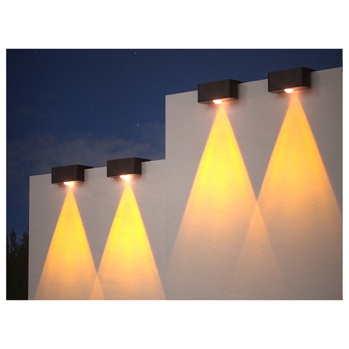 BAAU 4 個 LED ソーラーウォールランプ階段ライト屋外照明フェンスポーチ装飾ランプステップフェンス庭庭暖かい光