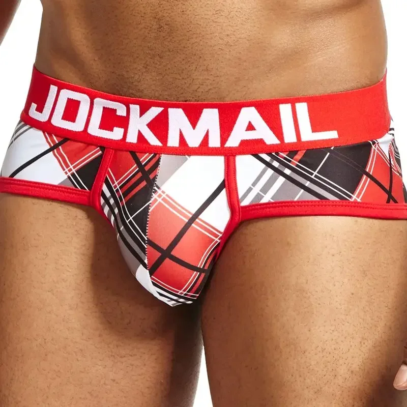 JOCKMAIL seksowna bielizna męska figi majtki z nadrukiem Calzoncillos Hombre Slip Calcinhas Cuecas bielizna nylonowa szybkoschnąca