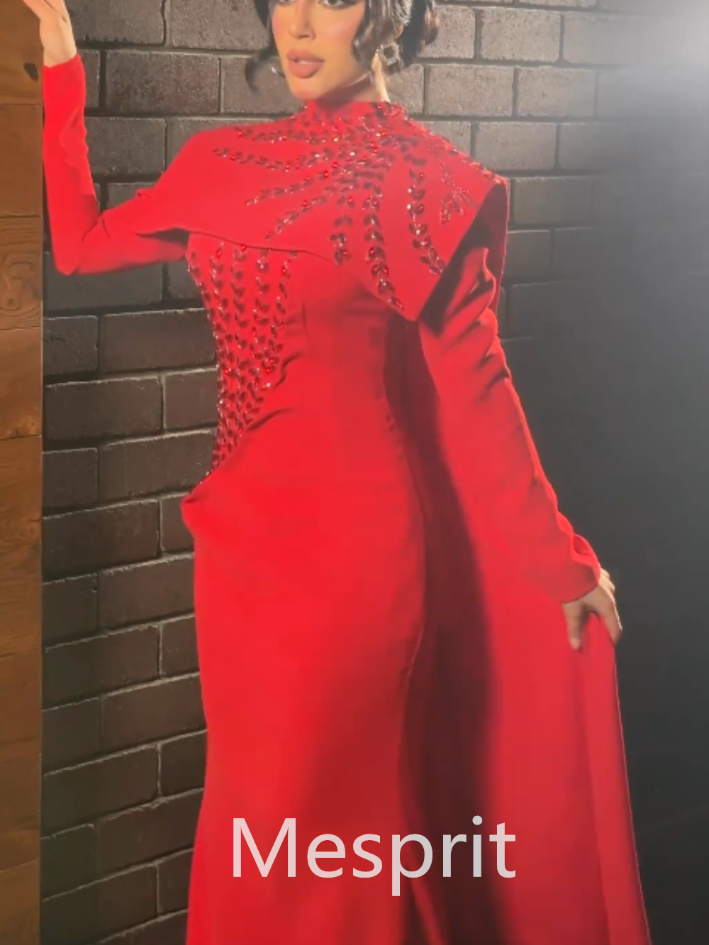 Customized Mesprit Exquisite Elegant High Collar Sheath Ball Gown Evening Dresses Sequin Bolero Watteau S Custom Dress