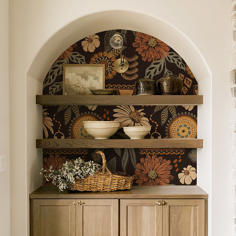 レトロな花の皮と棒の壁紙,黄色と黒,PVCの装飾,家具の改修,テレビの背景ステッカー