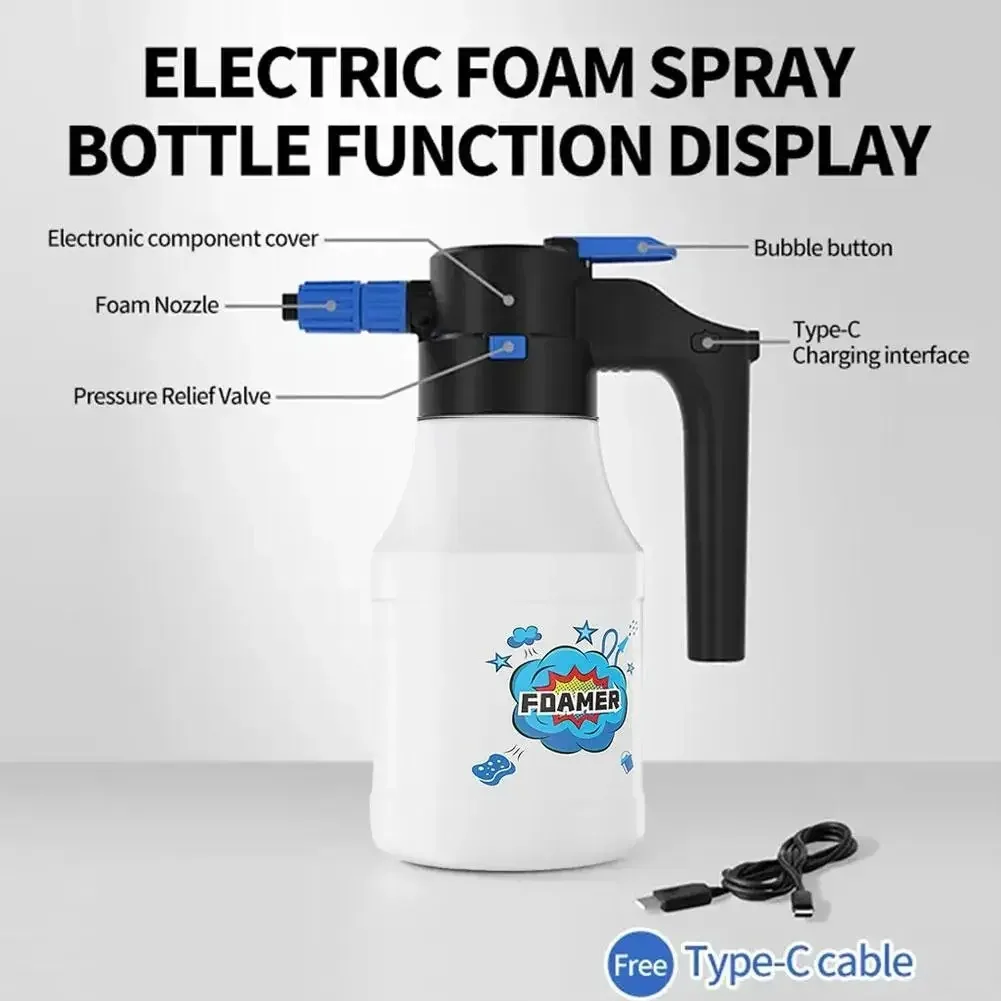 1.5L Electric Foam Sprayer Foam Generator for Car Wash Lithium Battery Foam Lance Endurance Car Wash Towel Foam Wash