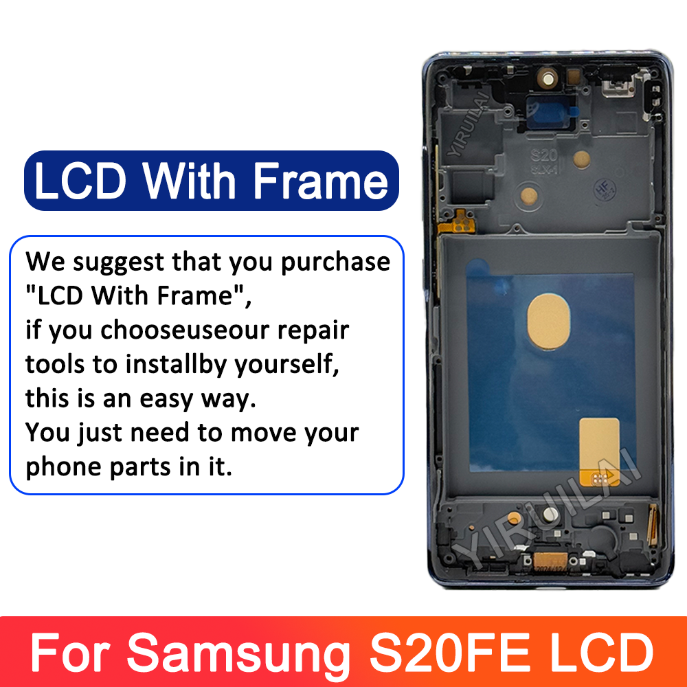 TFT LCD Voor Samsung Galaxy S20 FE Met Frame, voor Samsung S20FE G781B G780 LCD Display Touch Digitizer Vervanging Scherm