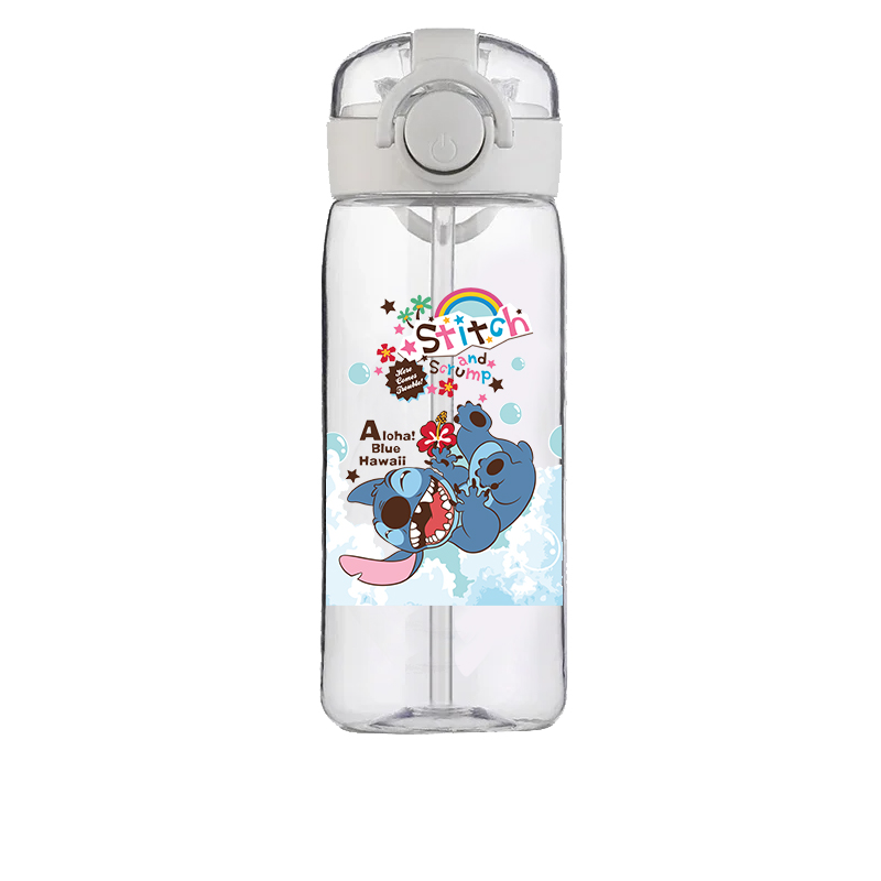 Disney Stitch Cup Boy Girl คุณภาพสูง 400ML ขวดน้ํากีฬากลางแจ้งรั่วน่ารักพลาสติกขวดน้ําโรงเรียนสําหรับเด็ก