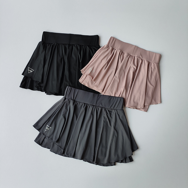 Falda deportiva falsa de dos piezas para correr para mujer, falda de verano de secado rápido que cubre la cadera, pantalones de falda de Yoga y tenis transpirables a prueba de luz