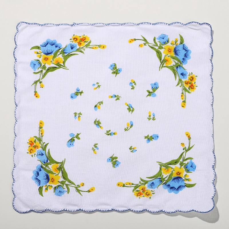 Lenços florais femininos lenço bolso algodão natural reutilizável para meninas