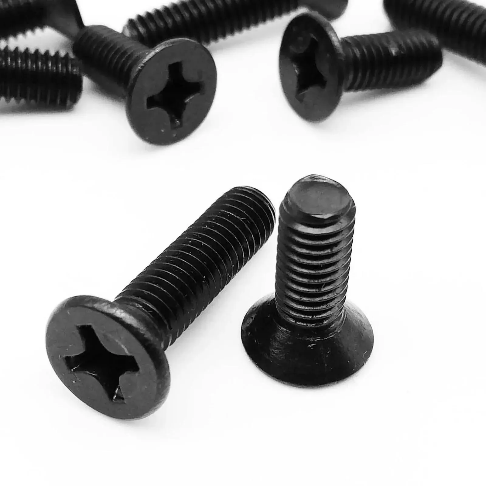50/100/200 PCS M1 M1.2 M1.4 M1.6 M2 M2.5 M3 M4 CROSS Recessed Phillips FLAT Countersunk หัวสกรู Bolt GB819 เหล็กคาร์บอนสีดํา