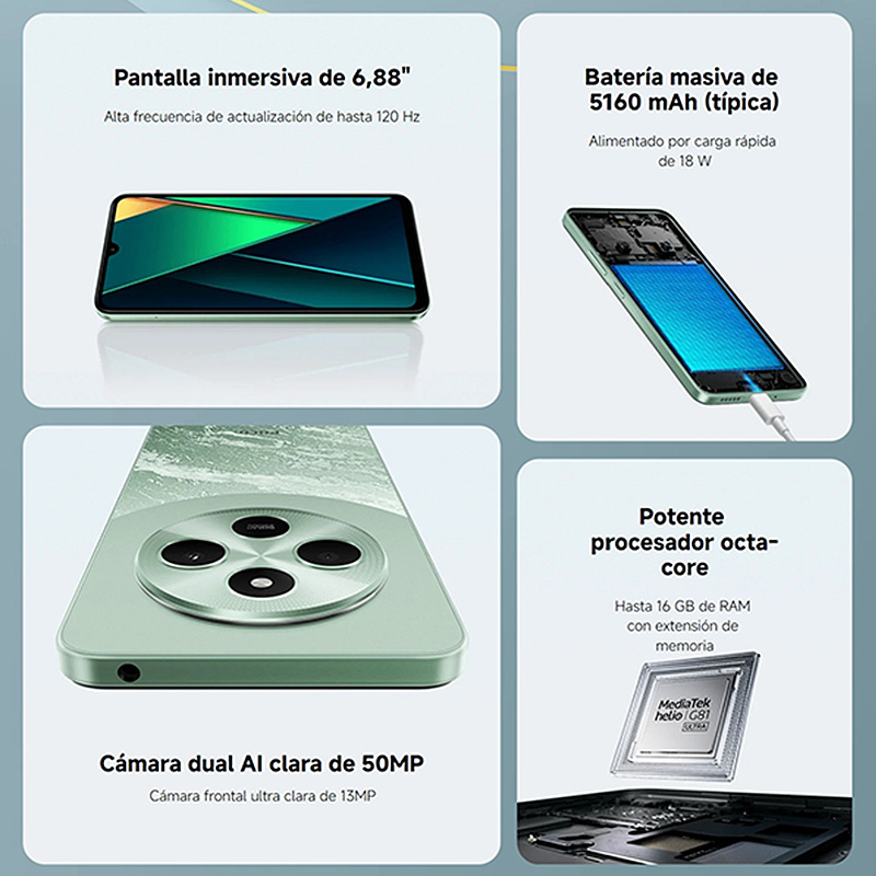 Première mondiale Version mondiale POCO C75 6.88 en effet 120Hz Affichage Helio G81-Ultra 50MP Caméra Massive 5160mAh Batterie Support NDavid