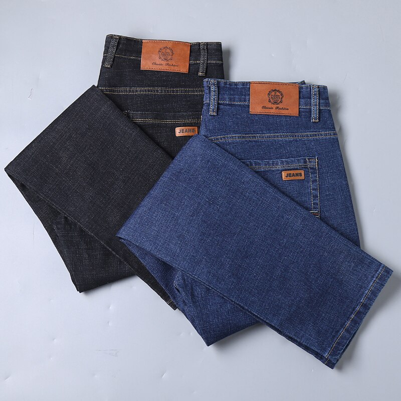 Pantaloni di jeans dritti morbidi da uomo 2025 Autunno Classico Business Nero Biker Jeans Tuta Masculino Pantalone Hombre Mannen Homme