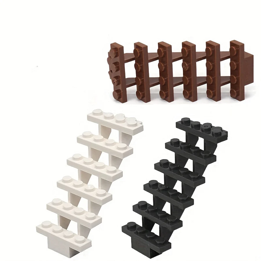 4pcs บันได MOC อิฐ 7x4x6 House บันไดตรงเปิด 30134 ขั้นตอนบันได Modular My City Building Block DIY อิฐของเล่น