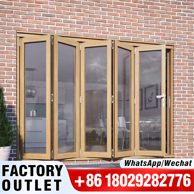 Portas dobráveis série 80 padrão dos EUA, vidro vitrificado duplo, alumínio, quebra térmica, porta externa dobrável