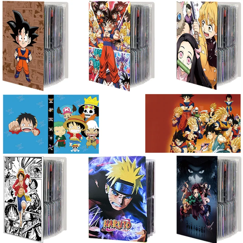 240 Stück Kartenalbum Buch Naruto Dragon Ball Goku Vegeta ONE PIECE Ruffy Zoro Karte Briefhalter Binder Karte Notebook Sammlung Spielzeug