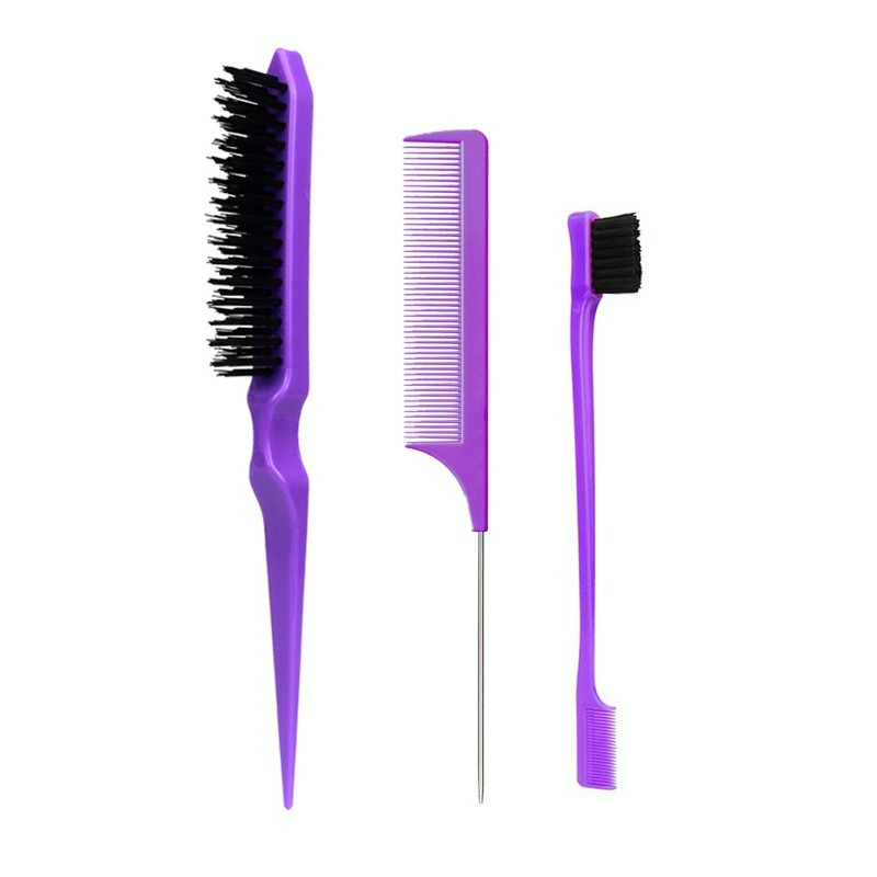 Ensemble de brosses à cheveux à queue pointue, peigne à cheveux à trois rangées, queue de souris en acier, brosse à dents, outil de brosse à sourcils, nouveau, 3 pièces
