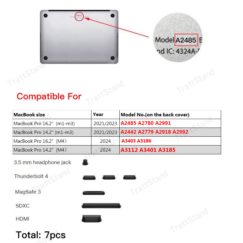 Soft Silicone Anti Dust Plug For MacBook Pro 2024 14 16 inch  M4 M3 pro max Stopper Laptop Dustproof Interface Cover