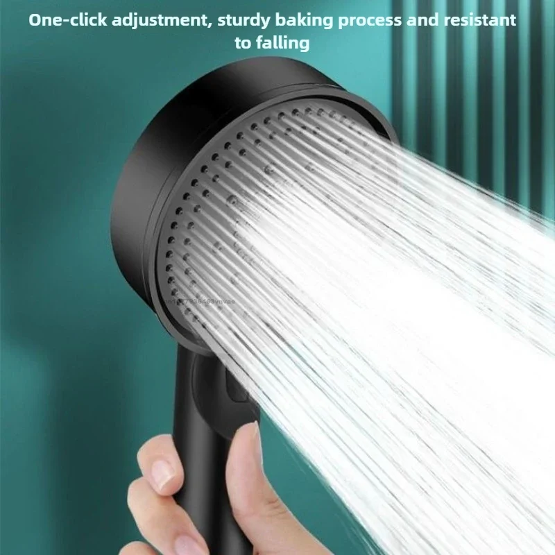 Soffione doccia nero a 5 modalità Soffione doccia regolabile ad alta pressione con risparmio idrico Soffione doccia con massaggio ad acqua Accessori per il bagno
