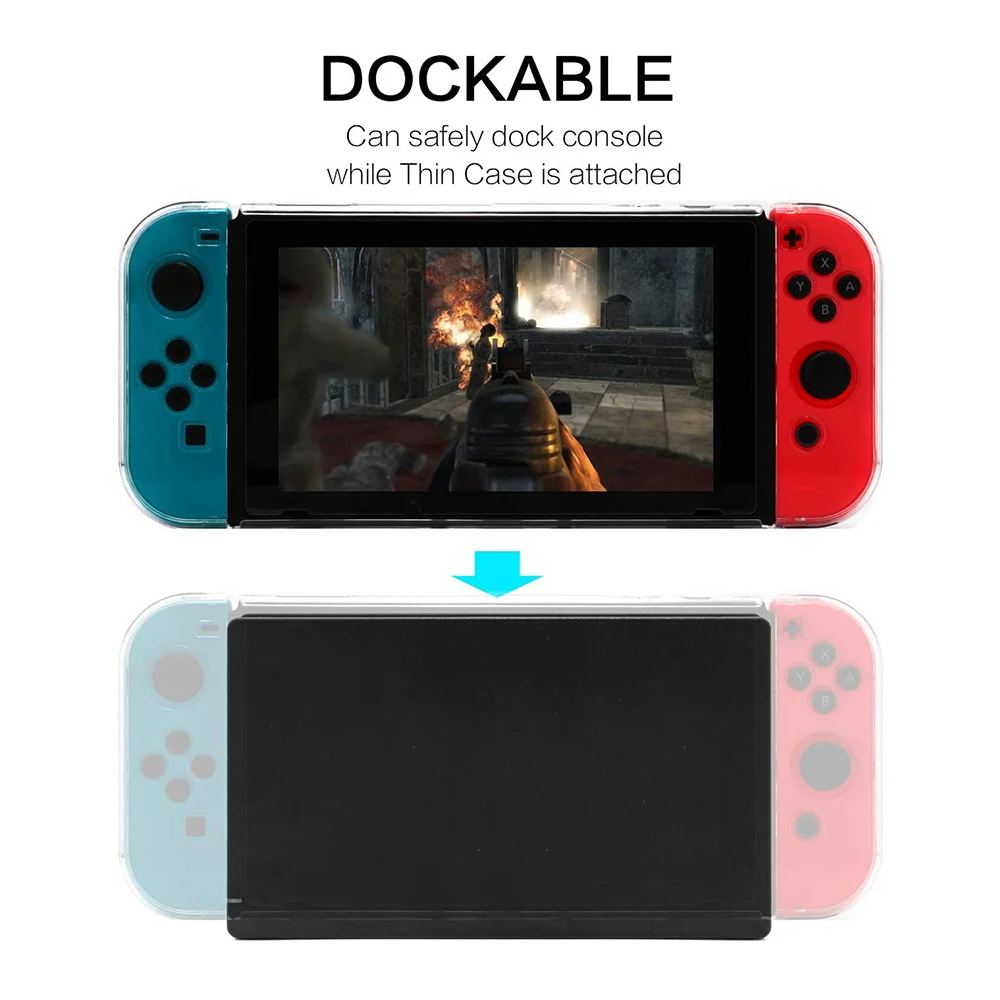 Dockable Trong Suốt Cứng Dành Cho Máy Nintendo Switch 3In1 Bao Da Bảo Vệ Cho Máy Nintendo Switch & Joycon Bộ Điều Khiển Có Tay Kẹp Bao