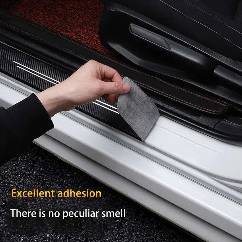 Neue Universal Imitation Carbon Faser Leder Auto Tür Sill Schutz Streifen Robust Und Langlebig Dekorative Auto Aufkleber Zubehör