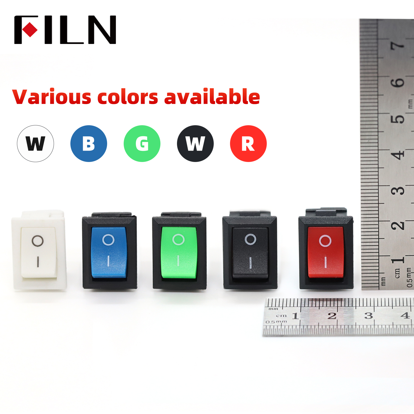 FILM KCD1-101 MRS-101 2-poliger Ein-/Aus-Mini-Wippschalter 21 x 15 mm 6 A 250 VAC 10 A 125 VAC Snap-in für einfache Installation