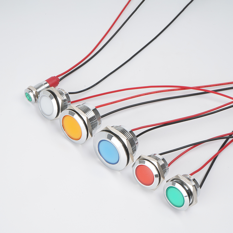 6mm8mm10mm12mm16mm19mm22mm metal indicator LED signal with wire 3v 5v 12V 24V 220V warning light, red, blue, yellow, green