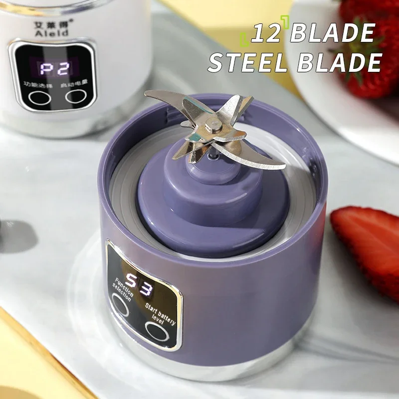 licuadora portátil Nuevo exprimidor eléctrico portátil, 450ml, 8 cuchillas, máquina exprimidora de viaje, batidos recargables, licuadoras, taza extractora de jugo fresco