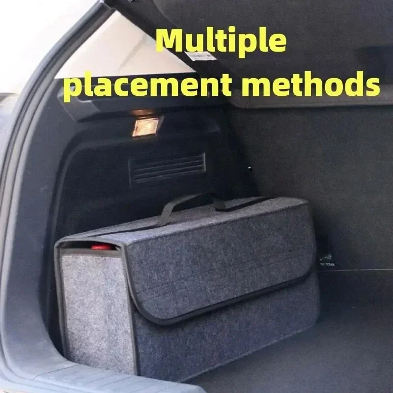 Organizador de maletero de coche antideslizante, caja de almacenamiento de gran capacidad hecha de material de fieltro suave, accesorio para coche que ahorra espacio