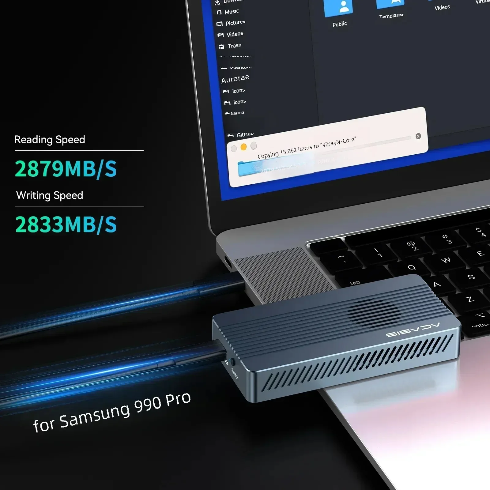 ACASIS 40Gbps USB 4,0 SSD caja Thunderbolt NVME M2 carcasa 8TB SSD Compatible con Thunderbolt 4/3 USB3.2/3.1/3.0 JHL7440