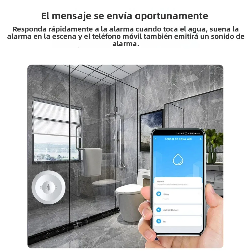 Sensor de agua Zigbee, Detector de fugas de inundación, monitoreo remoto por aplicación para cocina/baño, soporte para asistente doméstico Zigbee2mqtt