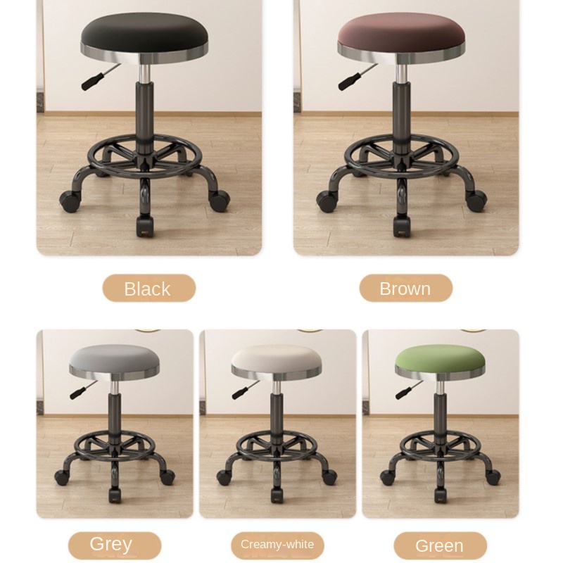 Taburete de salón de belleza, polea giratoria, taburete redondo de elevación, taburete de maquillaje, peluquería, arte de uñas, silla de peluquería, taburete de Bar, muebles