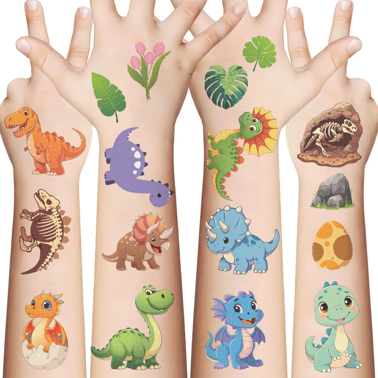 10 枚恐竜タトゥーステッカー一時的なフェイクタトゥーアーム手ボディ Waterdichte Tatouages 注ぐ子供のおもちゃギフト