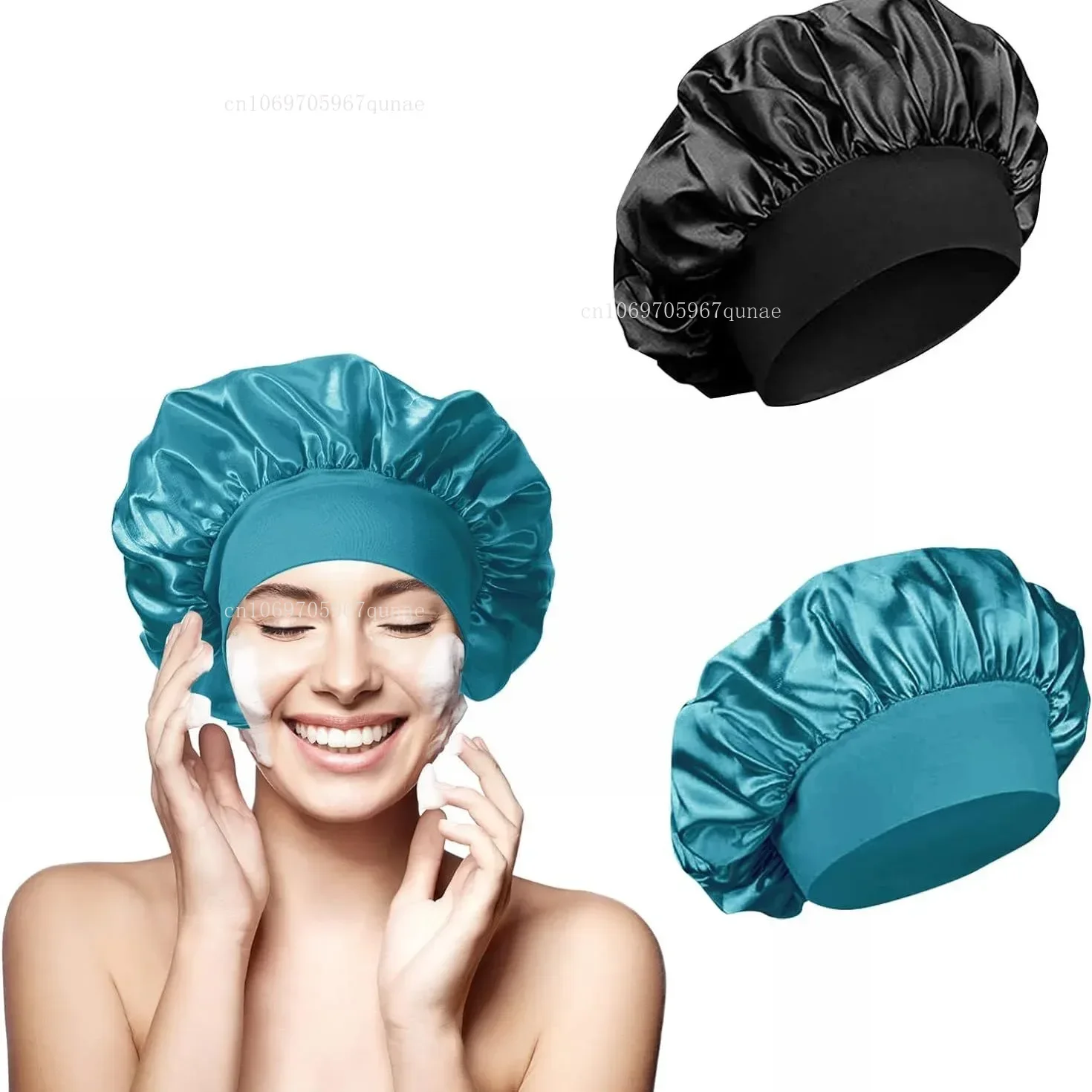 Gorro para dormir de ala ancha y liso de satén elástico alto, gorro con banda elástica para la cabeza Unisex, gorro para el cuidado del cabello, gorro para dormir de noche