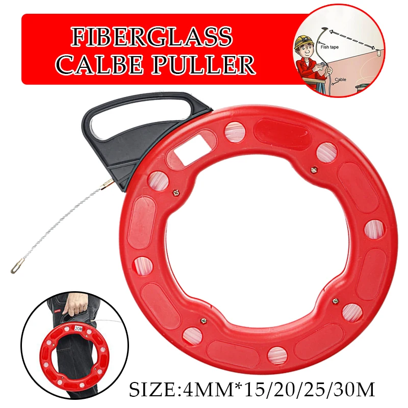 4Mm 15/20/25/30M Kabel Penarik Pita Ikan Penarik Fiberglass Nilon Saluran Ducting Rodder Menarik Kabel Kawat Alat Pancing