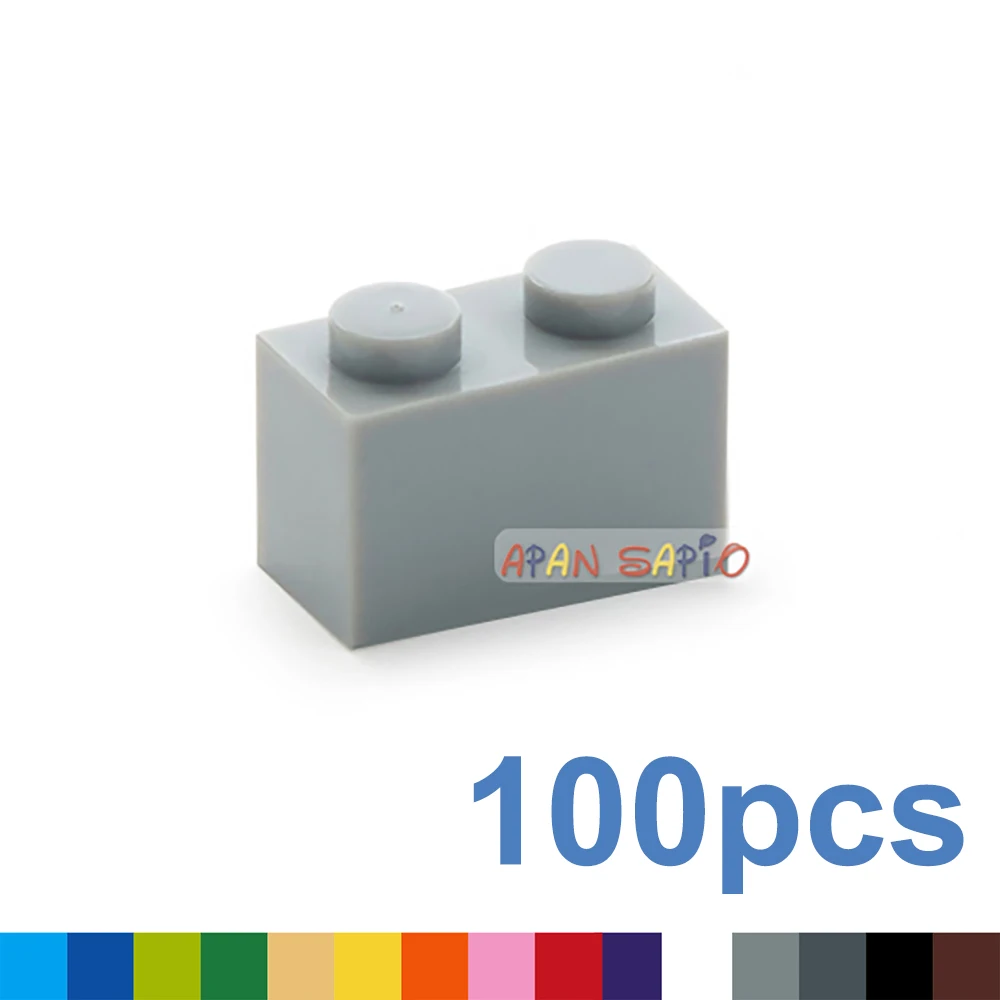 100 шт. DIY строительные блоки игрушки высокие 1x2 16 цветов кирпичи размер совместимы с 3004 детские развивающие игрушки для детей
