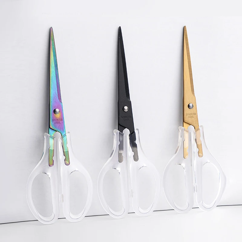 1 pièces ciseaux de bureau, ciseaux à poignée transparente antirouille, papeterie de bureau domestique de bricolage faite à la main, taille de papier coupée ZS-17