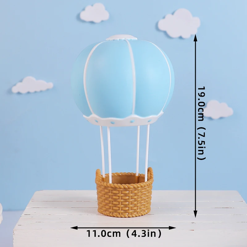 Bear Cake Toppers for Boy or Girl Baby Shower Children's Birthday Party Decoration Hot Air Balloon Cake Topper Pink Blue Green