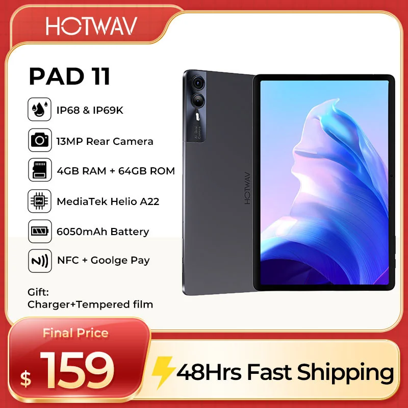 HOTWAV Pad 11 Tablet Android 13 8000 mAh Großer Akku 11''FHD+ Display ipad 8MP+16MP Kamera 12 GB+256 GB Leichtes neues PC-Tablet