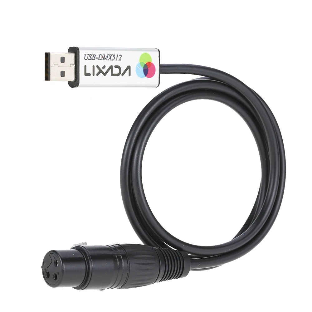 Lixada USB to DMX อะแดปเตอร์อินเทอร์เฟซ LED DMX512 คอมพิวเตอร์ PC Stage Lighting Controller Dimmer
