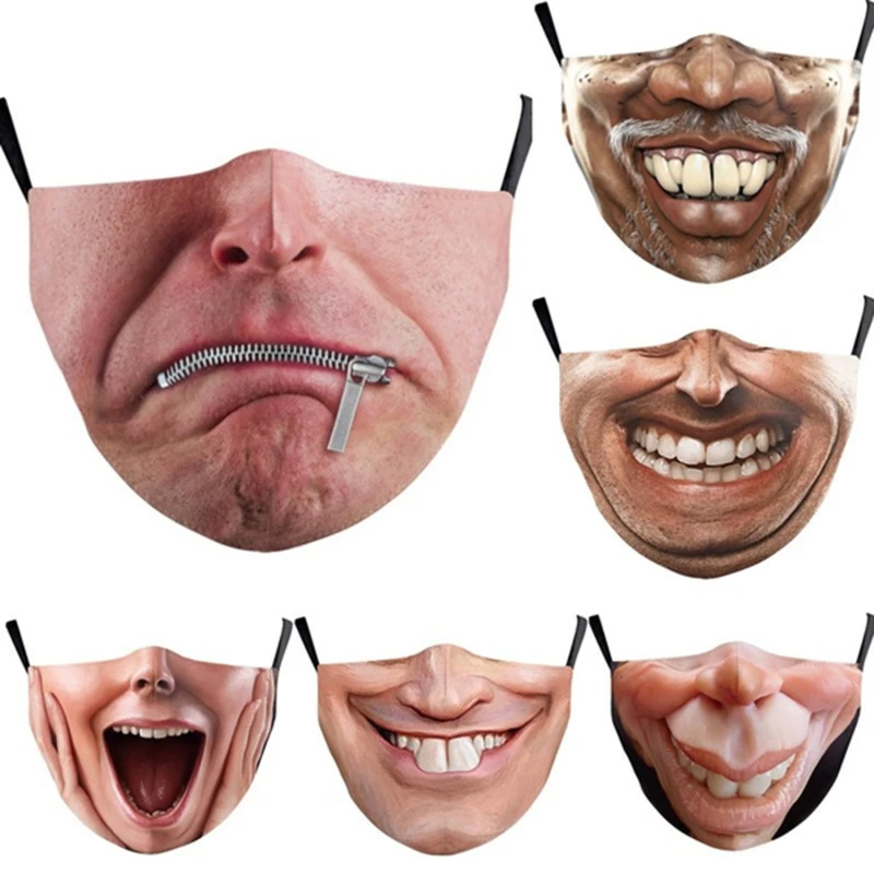 Masque facial en coton tridimensionnel, sans poulet, imitant la personnalité humoristique excentrique, pfvoltage 3D, gril, fête d'Halloween