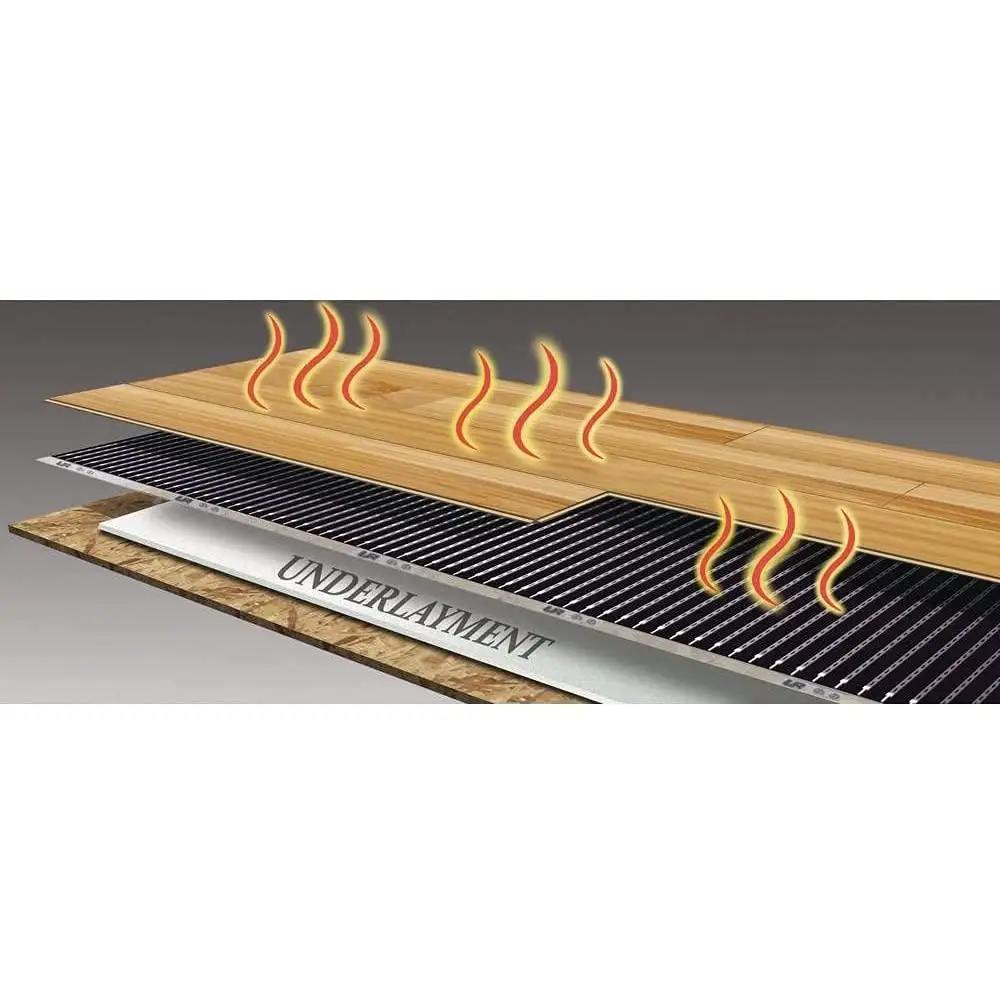 Cuttable Radiant Heating Mat 3x10 Laminate Vinyl Floors Easy Installation Energy Efficient Thin Conductive Ink Compatible with