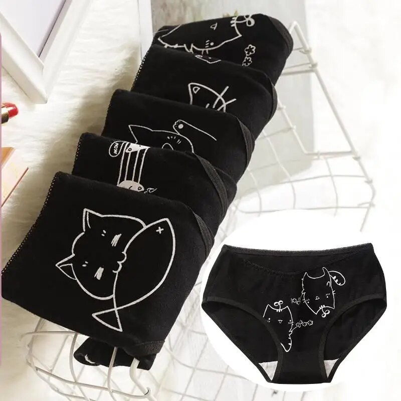 Algodão dos desenhos animados calcinha bonito para as mulheres, underwear curto das meninas, cuecas macias femininas, lingerie sexy, M-XL, senhoras, 5pcs por conjunto