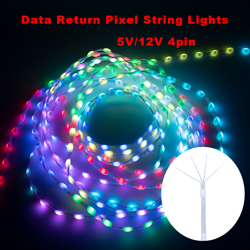 5V 12V 4pin retorno de datos WS2811 WS2812 luces LED de cadena de píxeles de semillas a todo Color direccionable individualmente RGB para luz de cortina DIY