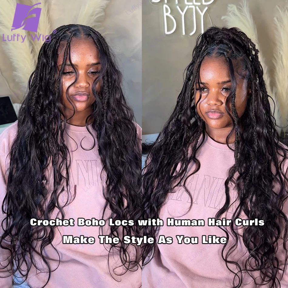 Pré Looped Crochet Boho Cabelo Cachos, Body Wave Locs, Extensões onduladas, Extensão Do Cabelo, Boho Dreadlocks