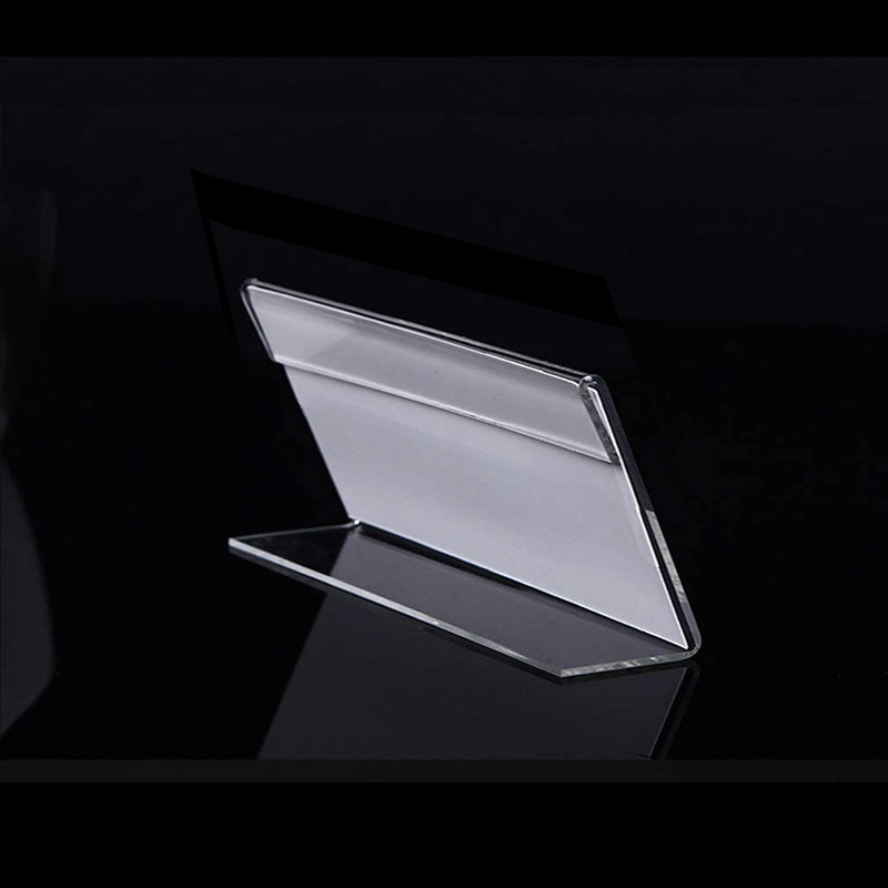 CLear Price Tag CLip Sign Card HoLder stands 10pcs L Shape Mini Label Deskstop stand Racks Acrylic Card Display HoLder 4X2 7X4cm
