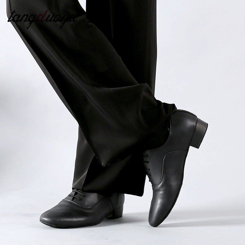 Männer Latin Salsa Tango Tanz Schuhe Moderne Leder Ballsaal Schuhe Quadratische Absätze 2,5 cm Erwachsene Kinder Jungen Party Tanz schuhe Männlich