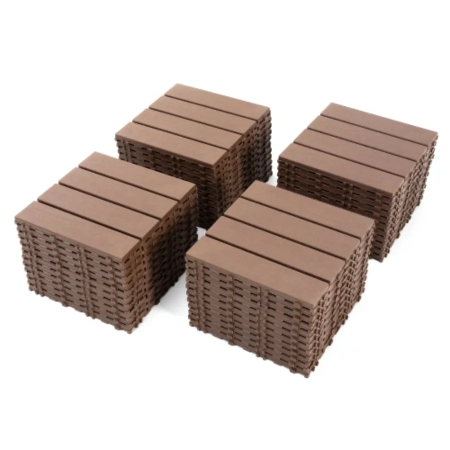 Plastic Interlocking Deck Tiles,44 Pack Patio Deck Tiles,12"x12" Square Waterproof Outdoor All Weather Use, Patio Decking Tiles