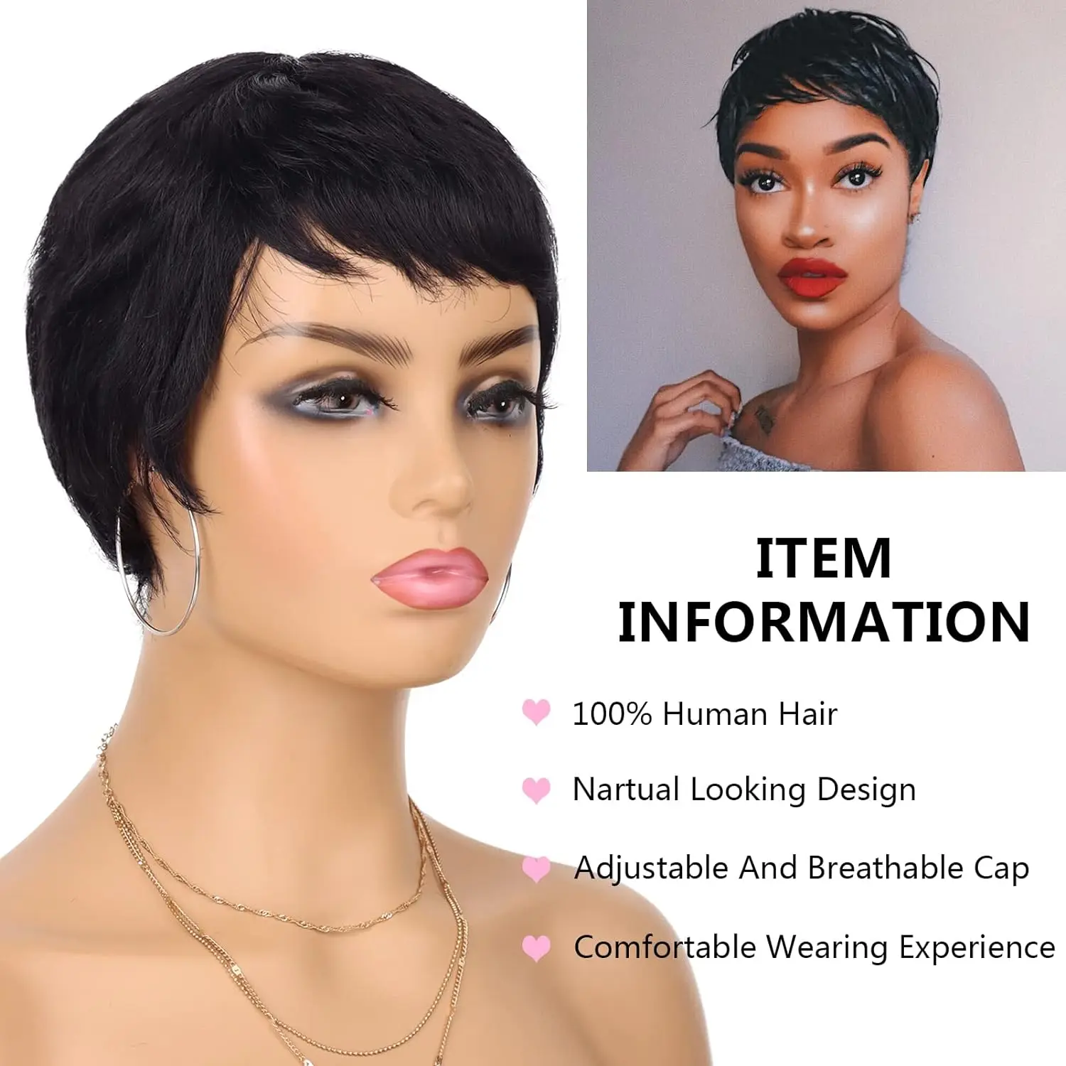 Pixie ตัดวิกผมผมมนุษย์สําหรับผู้หญิงสีดําสั้น Pixie ตัดวิกผมเครื่องทําวิกผมบราซิล Virgin Wigs สําหรับผู้หญิงหญิง