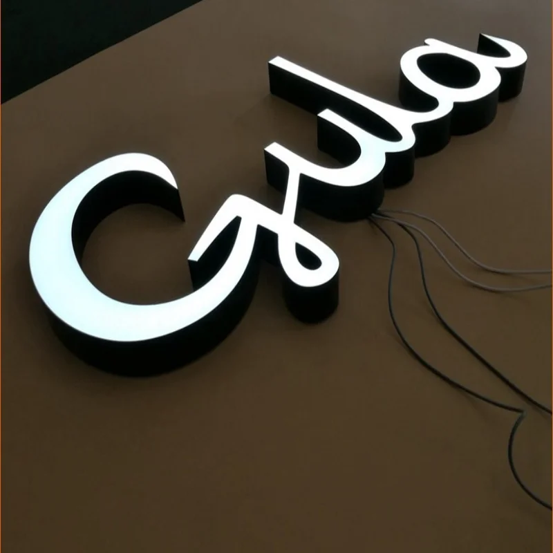Custom Waterproof Acrylic LED Letters, 3D Rimless LED Store Sign Business Logo Name Channel Letters
